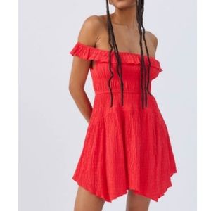 Urban outfitters size medium red Aubrey off the shoulder dress